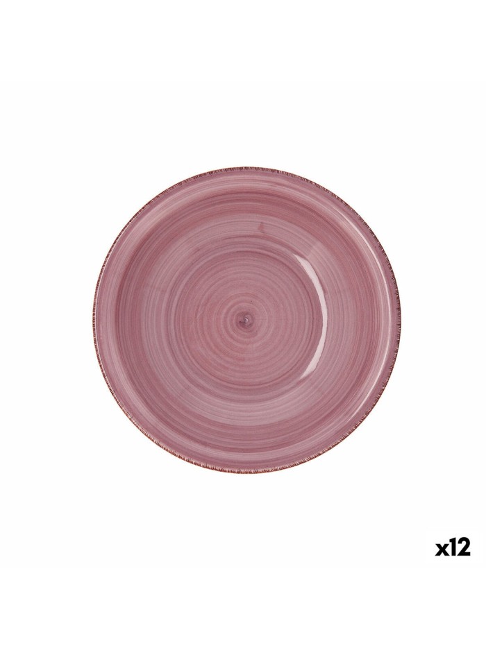 Assiette creuse Quid Vita Peoni Céramique Rose Ø 21,5 cm (12 Unités)