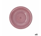 Plato Hondo Quid Vita Peoni Cerámica Rosa Ø 21,5 cm (12 Unidades)