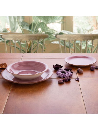 Plato Hondo Quid Vita Peoni Cerámica Rosa Ø 21,5 cm (12 Unidades)