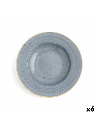 Plato Hondo Ariane Terra Cerámica Azul (Ø 26 cm) (6 Unidades)