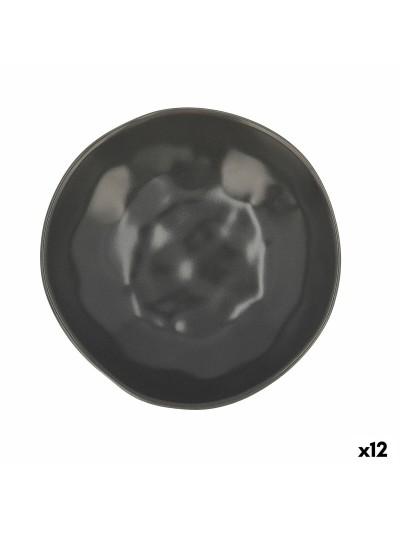 Plato Hondo Bidasoa Cosmos Cerámica Negro (22 cm) (12 Unidades)