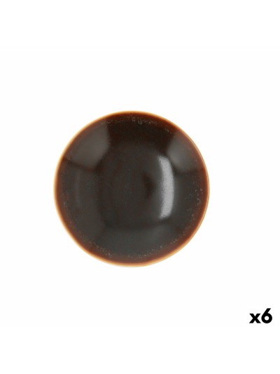 Plato Hondo Ariane Coupe Decor Cerámica Marrón (20 cm) (6 Unidades)