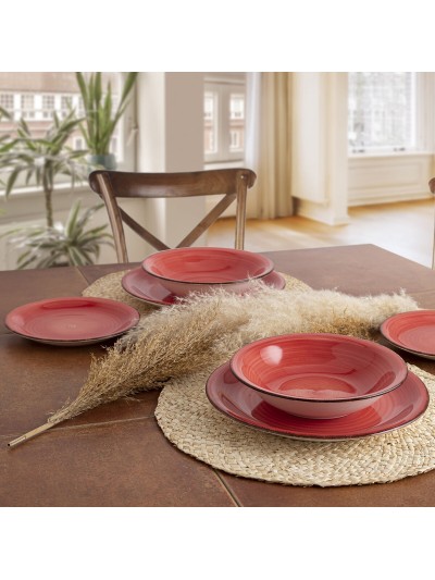 Plato Hondo Quid Vita Cerámica Rojo (ø 21,5 cm) (12 Unidades)