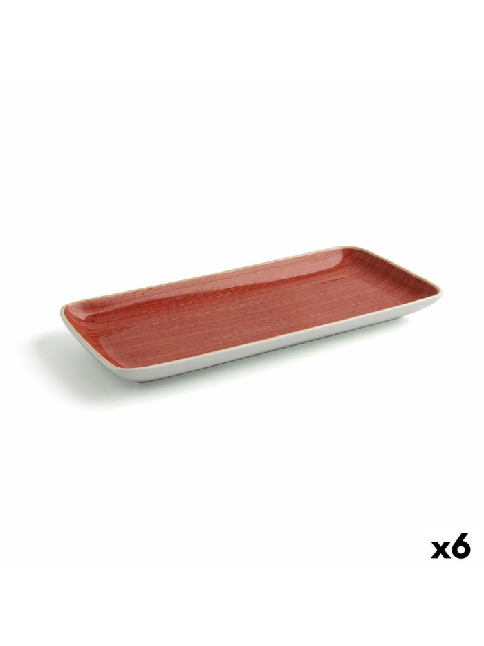 Fuente de Cocina Ariane Terra Rectangular Cerámica Rojo (36 x 16,5 cm) (6 Unidades)