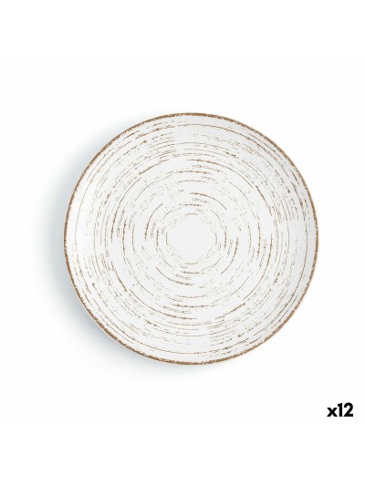 Flat Plate Ariane Tornado White Bicoloured Ceramic Ø 21 cm (12 Units)