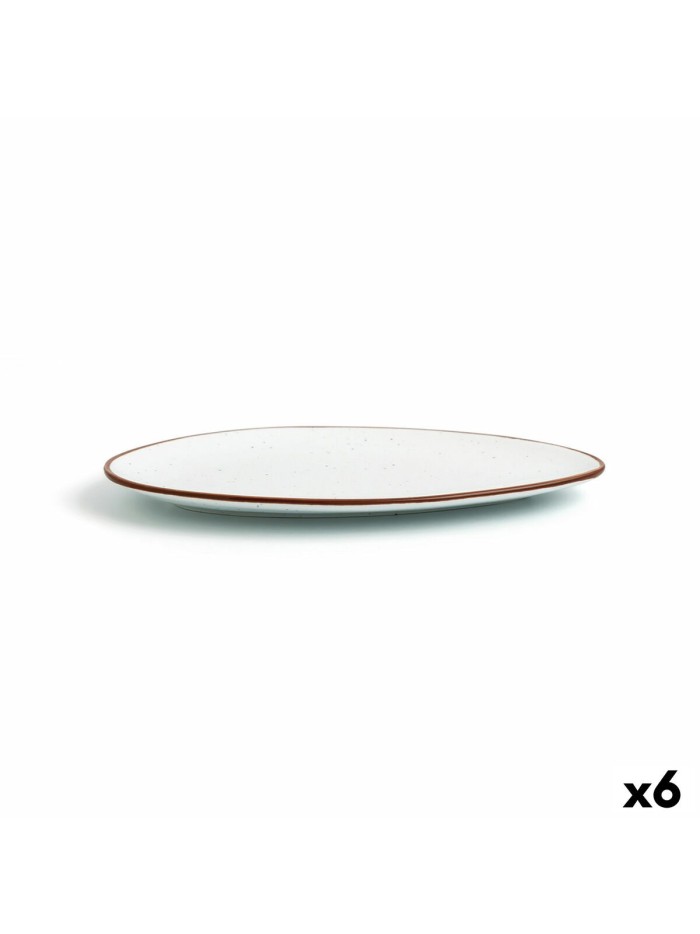 Flat plate Ariane Terra Triangular Ceramic Beige (Ø 29 cm) (6 Units)