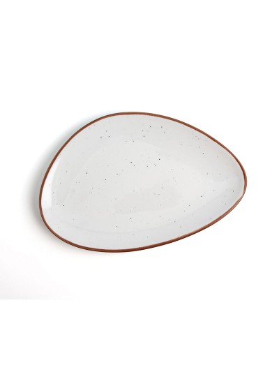 Flat plate Ariane Terra Triangular Ceramic Beige (Ø 29 cm) (6 Units)