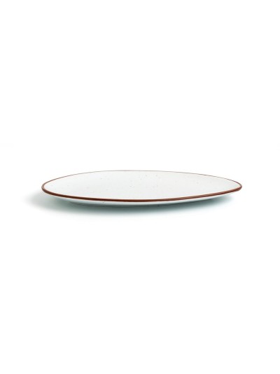 Flat plate Ariane Terra Triangular Ceramic Beige (Ø 29 cm) (6 Units)