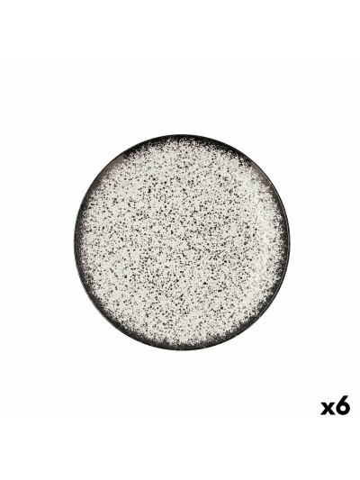 Plato Llano Ariane Rock Cerámica Negro (Ø 24 cm) (6 Unidades)