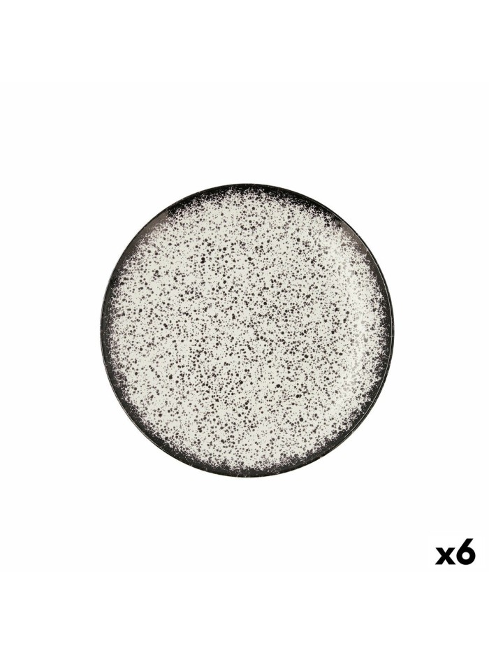 Plato Llano Ariane Rock Cerámica Negro (Ø 24 cm) (6 Unidades)
