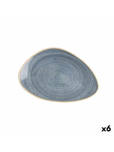 Plato Llano Ariane Terra Triangular Azul Cerámica Ø 29 cm (6 Unidades)