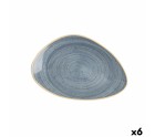 Flat Plate Ariane Terra Triangular Blue Ceramic Ø 29 cm (6 Units)