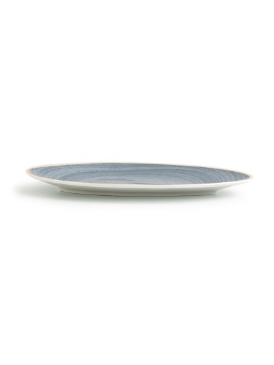 Flat Plate Ariane Terra Triangular Blue Ceramic Ø 29 cm (6 Units)