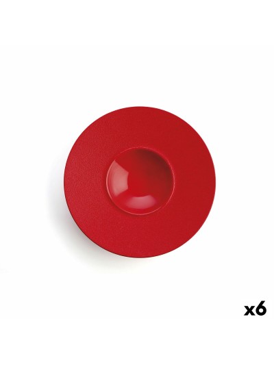 Plato Hondo Ariane Antracita Cerámica Rojo (Ø 28 cm) (6 Unidades)