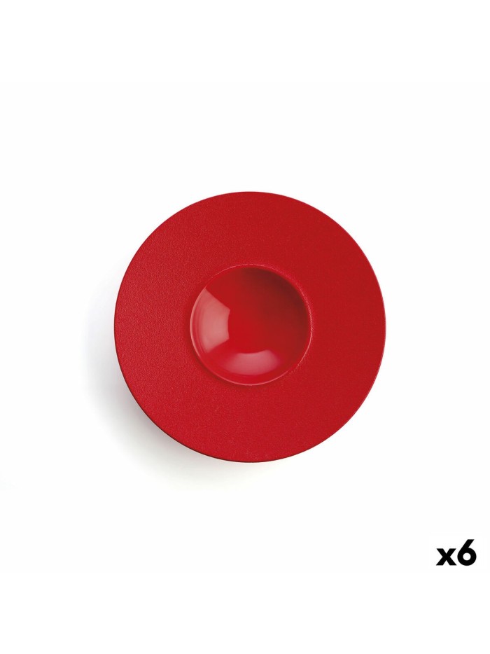 Plato Hondo Ariane Antracita Cerámica Rojo (Ø 28 cm) (6 Unidades)
