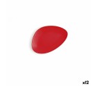 Plato Llano Ariane Antracita Triangular Cerámica Rojo (Ø 21 cm) (12 Unidades)