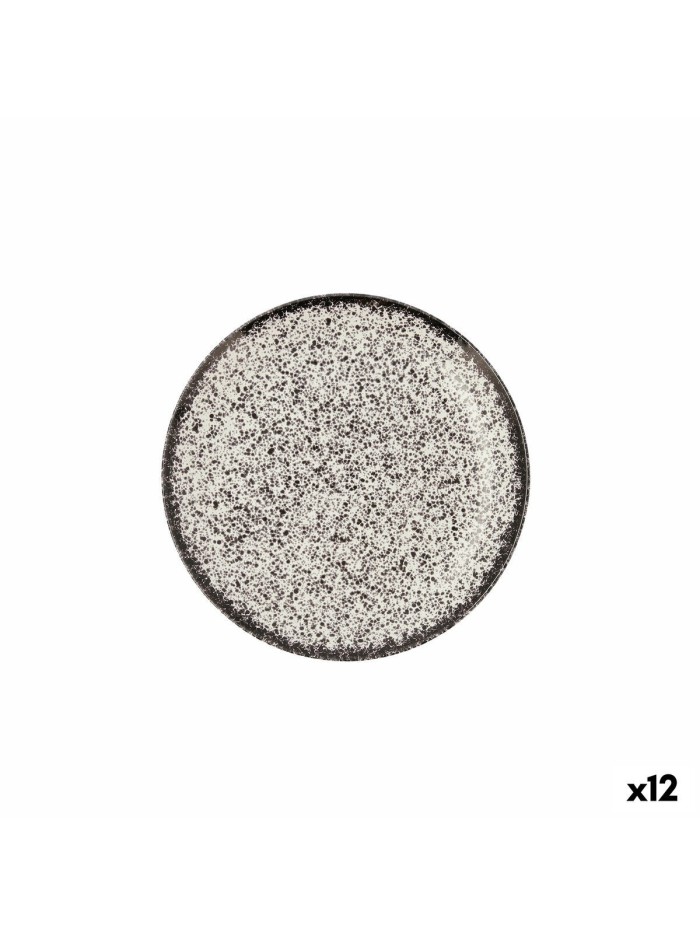 Flat plate Ariane Rock Ceramic Black (Ø 21 cm) (12 Units)
