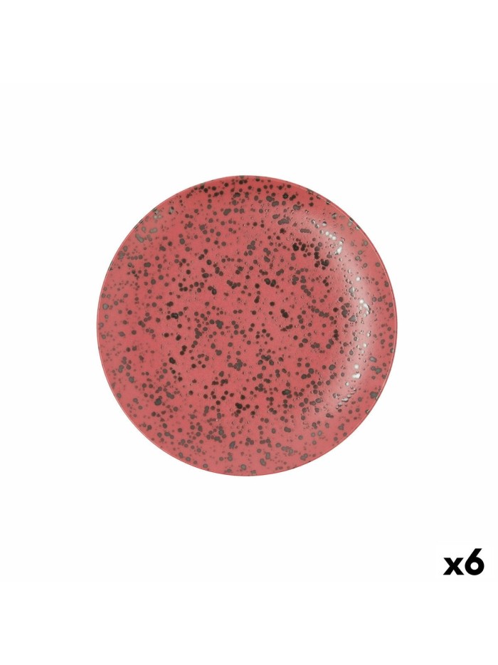 Plato Llano Ariane Oxide Cerámica Rojo (Ø 24 cm) (6 Unidades)