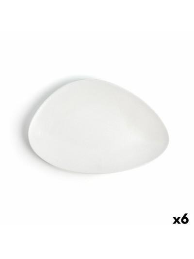 Plato Llano Ariane Antracita Triangular Cerámica Blanco (Ø 29 cm) (6 Unidades)
