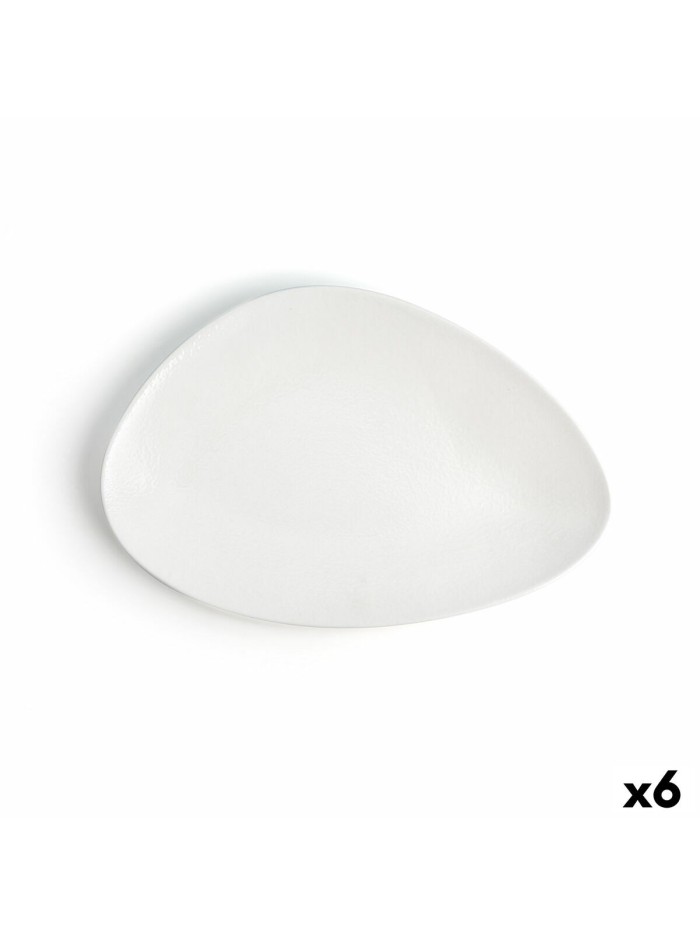 Flat plate Ariane Antracita Triangular Ceramic White (Ø 29 cm) (6 Units)