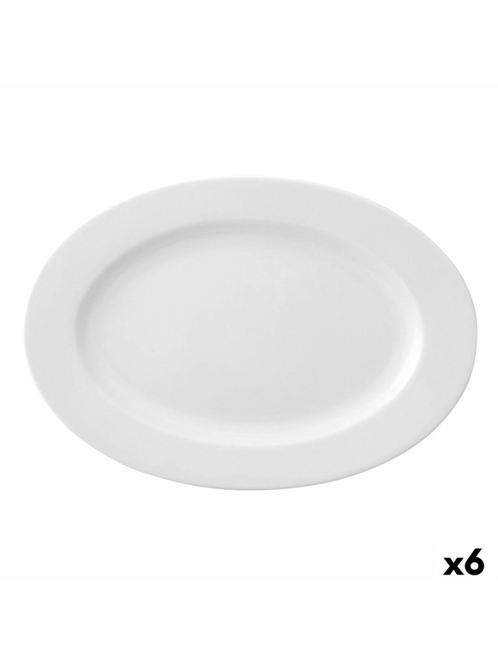 Flat plate Ariane Prime Oval Ceramic White (32 x 25 cm) (6 Units)