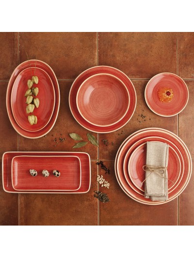 Flat Plate Ariane Terra Red Ceramic Ø 21 cm (12 Units)