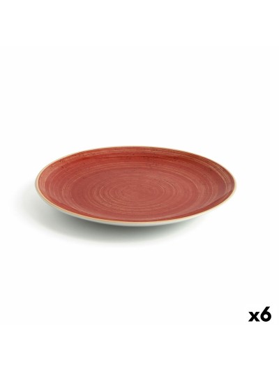 Plato Llano Ariane Terra Cerámica Rojo (Ø 27 cm) (6 Unidades)