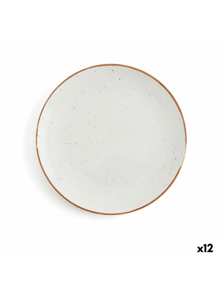 Flat plate Ariane Terra Ceramic Beige (Ø 21 cm) (12 Units)