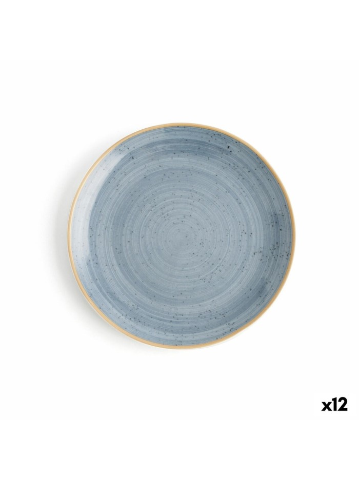 Plato Llano Ariane Terra Azul Cerámica Ø 21 cm (12 Unidades)