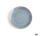 Plato Llano Ariane Terra Azul Cerámica Ø 21 cm (12 Unidades)