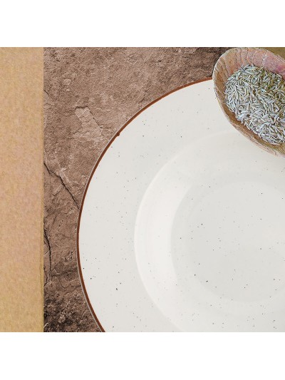 Plato Llano Ariane Terra Cerámica Beige (Ø 31 cm) (6 Unidades)