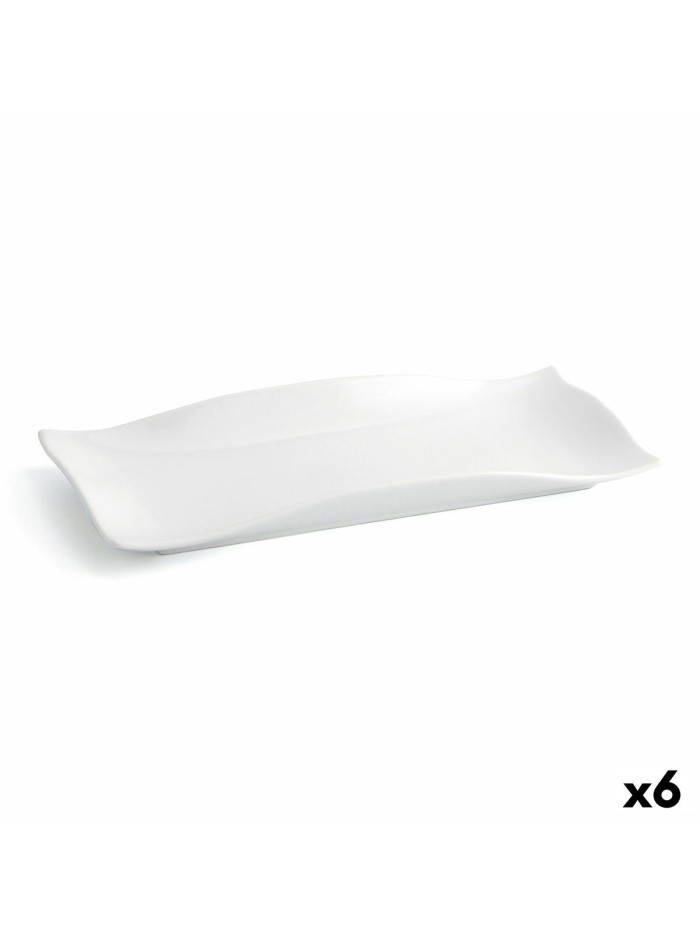 Assiette plate Quid Gastro Fun 29,5 x 11 x 3 cm Céramique Blanc (6 Unités)