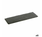 Slate Effect Ceramic Tray Quid Gastro Fun Black (30 x 10 cm) (12 Units)