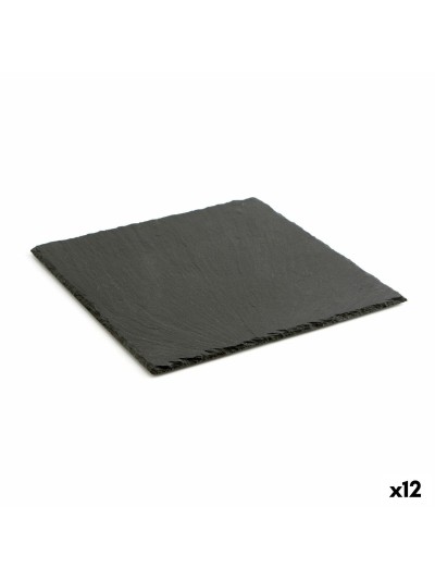 Bandeja de Cerámica Efecto Pizarra Quid Gastro Fun Negro (25 x 25 cm) (12 Unidades)