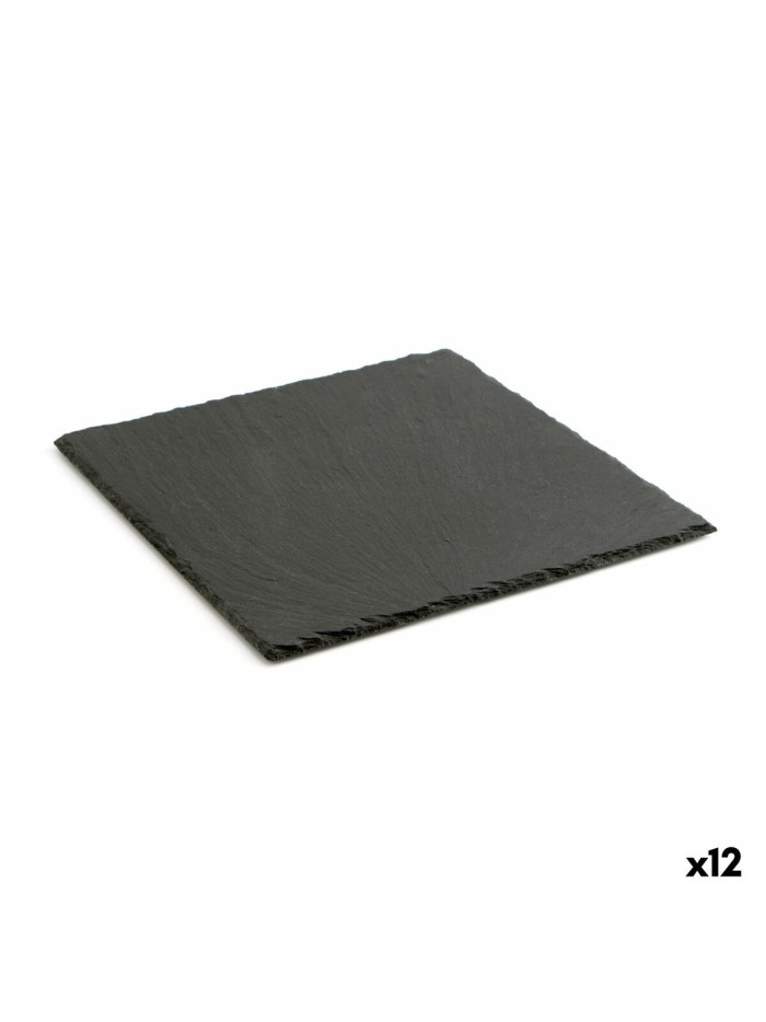 Plateau en Céramique Effet Ardoise Quid Gastro Fun Noir (25 x 25 cm) (12 Unités)