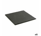 Bandeja de Cerámica Efecto Pizarra Quid Gastro Fun Negro (25 x 25 cm) (12 Unidades)