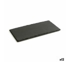 Slate Effect Ceramic Tray Quid Gastro Fun Black (32 x 17 cm) (12 Units)
