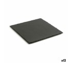 Bandeja de Cerámica Efecto Pizarra Quid Gastro Fun Negro (30 x 30 cm) (12 Unidades)