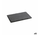 Plateau en Céramique Effet Ardoise Quid Gastro Fun Noir (22 x 14 cm) (12 Unités)