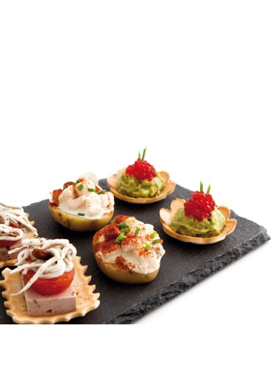 Bandeja de Cerámica Efecto Pizarra Quid Gastro Fun Negro (22 x 14 cm) (12 Unidades)