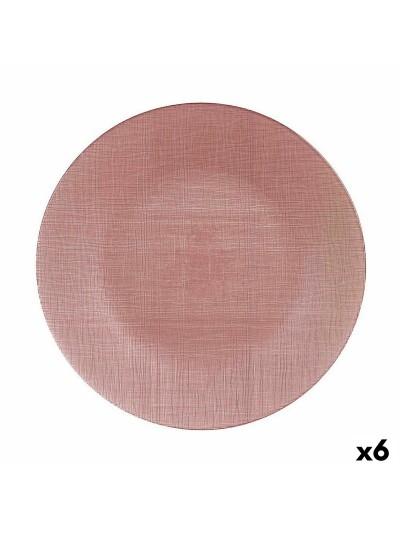 Plato Llano Rosa Vidrio (32,5 x 2 x 32,5 cm) (6 Unidades)
