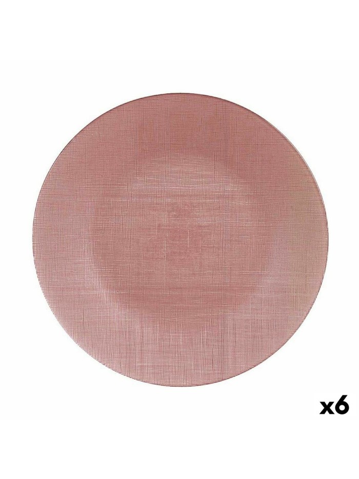 Assiette plate Rose verre (32,5 x 2 x 32,5 cm) (6 Unités)