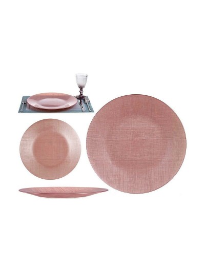 Assiette plate Rose verre (32,5 x 2 x 32,5 cm) (6 Unités)