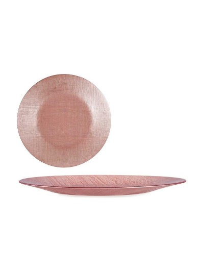 Plato Llano Rosa Vidrio (32,5 x 2 x 32,5 cm) (6 Unidades)