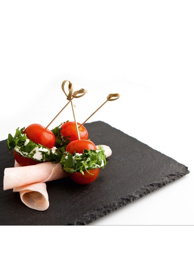 Plateau en Céramique Effet Ardoise Quid Gastro Fun Noir (20 x 13 cm) (12 Unités)