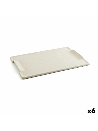 Bandeja de Aperitivos Quid Mineral Gres Beige Cerámica 30 x 18 cm (6 Unidades)