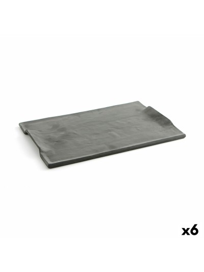 Bandeja de Aperitivos Quid Mineral Gres Negro Cerámica 35 x 23 cm (6 Unidades)