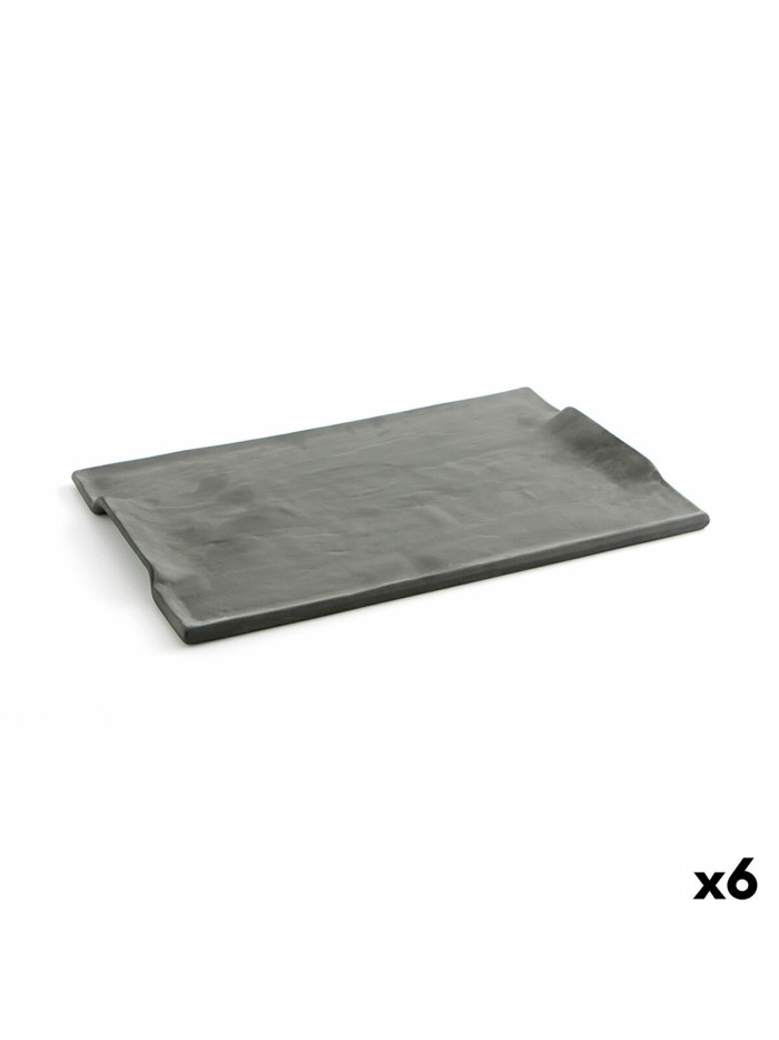 Snack tray Quid Mineral Gres Black Ceramic 35 x 23 cm (6 Units)