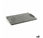 Snack tray Quid Mineral Gres Black Ceramic 35 x 23 cm (6 Units)