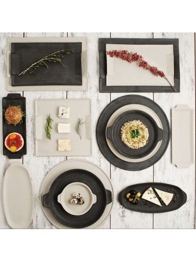 Bandeja de Aperitivos Quid Mineral Gres Negro Cerámica 35 x 23 cm (6 Unidades)